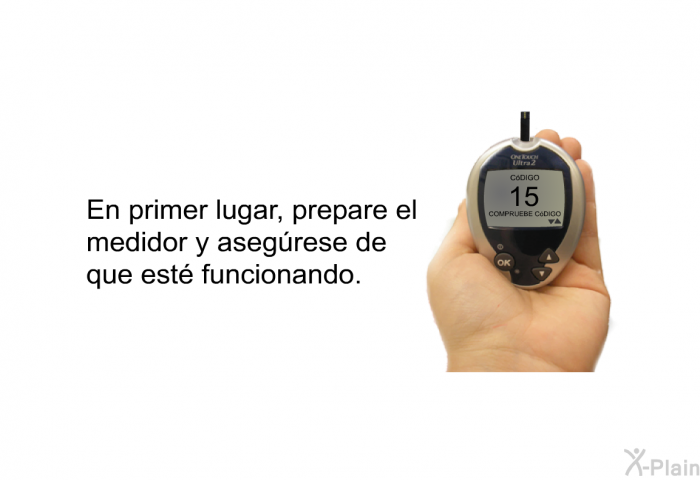 En primer lugar, prepare el medidor y asegrese de que est funcionando.