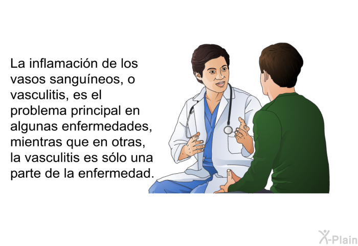 La inflamacin de los vasos sanguneos, o vasculitis, es el problema principal en algunas enfermedades, mientras que en otras, la vasculitis es slo una parte de la enfermedad.