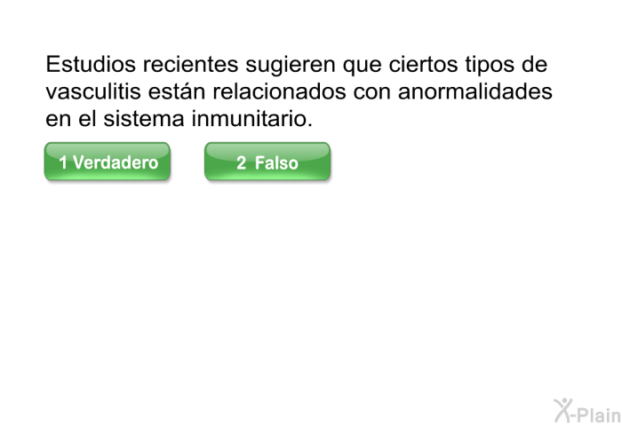 Estudios recientes sugieren que ciertos tipos de vasculitis estn relacionados con anormalidades en el sistema inmunitario.