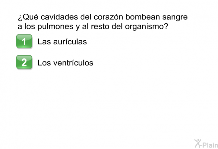 ¿Qu cavidades del corazn bombean sangre a los pulmones y al resto del organismo?