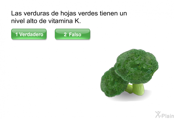 Las verduras de hojas verdes tienen un nivel alto de vitamina K.