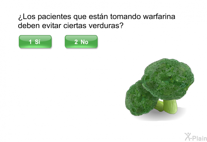 ¿Los pacientes que estn tomando warfarina deben evitar ciertas verduras?