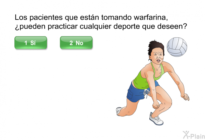 Los pacientes que estn tomando warfarina, ¿pueden practicar cualquier deporte que deseen?
