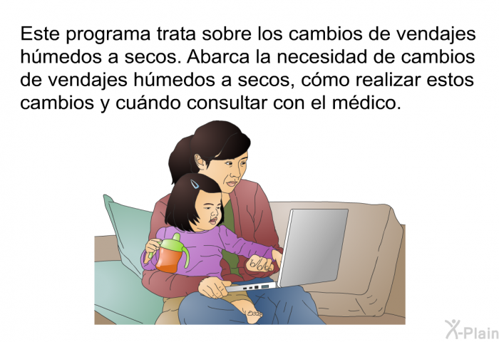 Esta informacin acerca de la salud trata sobre los cambios de vendajes hmedos a secos. Abarca la necesidad de cambios de vendajes hmedos a secos, cmo realizar estos cambios y cundo consultar con el mdico.