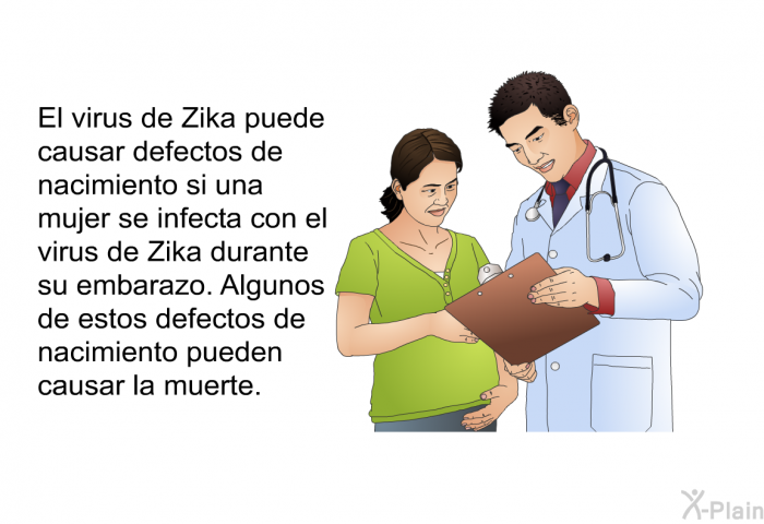 El virus de Zika puede causar defectos de nacimiento si una mujer se infecta con el virus de Zika durante su embarazo. Algunos de estos defectos de nacimiento pueden causar la muerte.